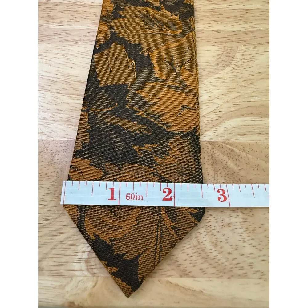 Marc Alan Men's Neck Tie Amber Gold Leaf Print Made in USA JL